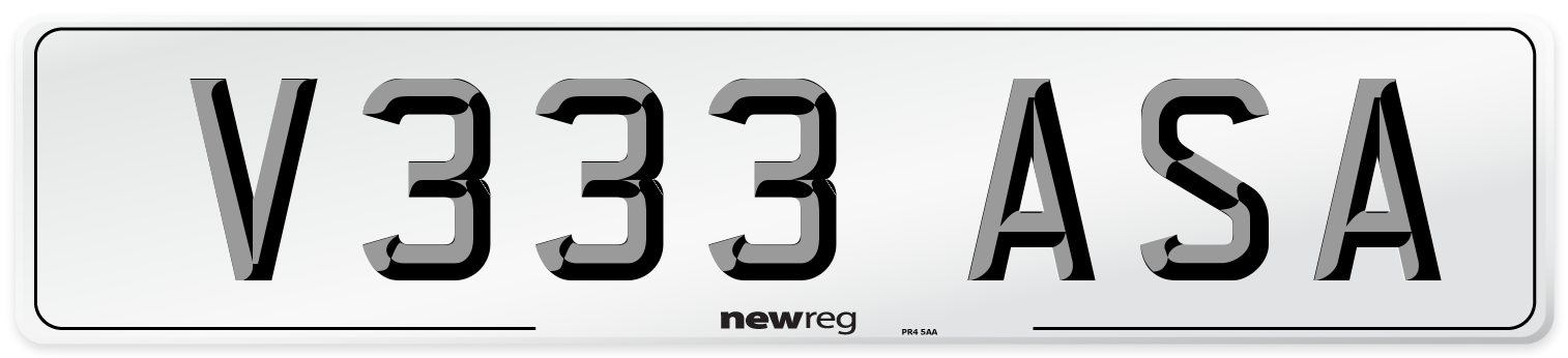 V333 ASA Number Plate from New Reg